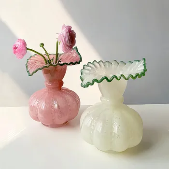 Stiklo Vaza Moliūgų Formos Bangų Krašto Retro Europos Rankų darbo Stiklo Vaza Gėlių Išdėstymas Priedai, Terariumai, Gėlių Vazos