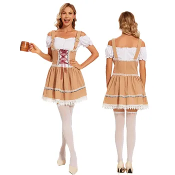 Suaugusiųjų Vokietijos Oktoberfest Kostiumai Moterims Tradicinis Bavarijos Alaus Smuklė Barmenas Apranga Cosplay Helovinas Fancy Dress