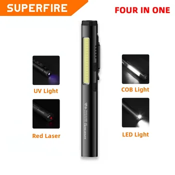 SUPERFIRE J01 LED Žibintuvėlis (UV/LED/COB/Raudona) Nešiojamų Pen Žibintuvėlis su Lemputė Tolygus Reguliavimas Žibintų