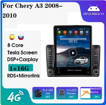 Tesla Android11 AM FM automobilių vaizdo įrašymo Už Chery A3 2008-2010 m. 8+128G automobilių gps stereo 