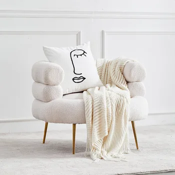 Tingus Namų Sofa-Lova, Gyvenamasis Kambarys Miegamasis Šviesos Prabanga Sofa-Lova, Kėdės Ins Meno Nordic Design Baltas Ėriukų Pūkas Viena Sofa 2023