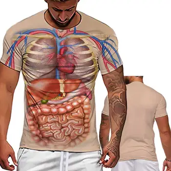 Unikali Medicinos vidaus organų Struktūros Schema Vasaros Vyrų populiariausi Juokingi Raumenų Fitneso vyriški T-shirt Gatvės Drabužiai, 3D Spausdinimas