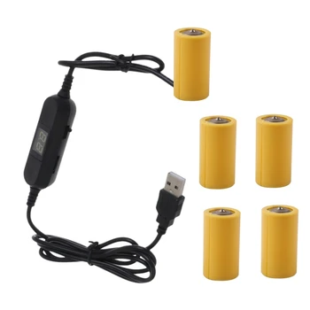 USB 1,5 V-12V C Dummys Baterija Maitinimo Kabeliai su Voltmeter C Baterija Skirtuvai Pakeisti 1-5vnt Baterijos
