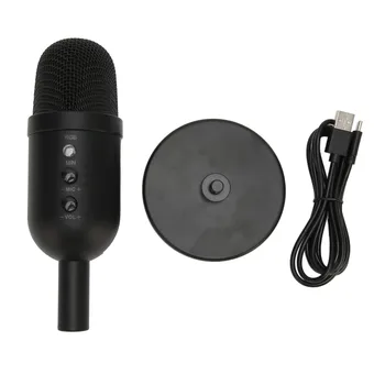 USB Cardioid Mikrofonas 360 Laipsnių kampu Pasukti Plug and Play 3.5 mm Ausinių Uosto Įgyti Kontrolę Kondensatoriaus Mikrofonas PC