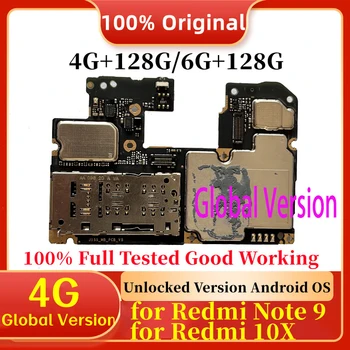 už Xiaomi Redmi 9 Pastaba 4G Pasaulio Plokštė Originalus, Atrakinta 128gb Mainboard Redmi 10X Logika Valdybos Visą Drožlių Plokštė