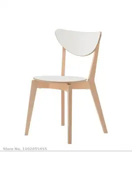 Valgomojo kėdė namų Šiaurės modernios medžio masyvo kėdės atlošas balta makiažo kėdė