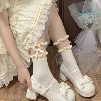 Vasaros naują stilių stiklo pluošto lankas kojinės vaikams plonas Japanese Lolita kojinės saldus mergina jk Kojinės kojinės