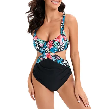 Vasaros Trikampis Bikini Rinkiniai Lieknėjimo Dviejų Dalių Push-Up Maudymosi Kostiumėlį, Cut-Out Gėlių Spausdinti Biquni G-String Thong Bikini 2023 Mujer