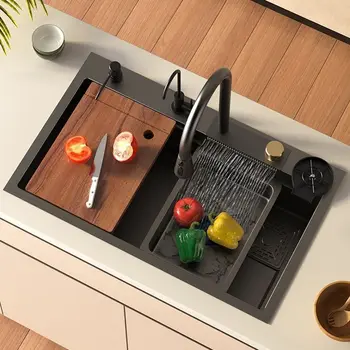 Virtuvės kriauklė nano-kriauklė 304 nerūdijančio plieno sutirštės rankomis plauti kriauklę Feiyu Krioklys didelis vieno lošimo namų