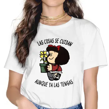 Viskas yra pasirūpinta Moterų Marškinėlius Mafalda Animacinių Merginų Y2k Pagrindinės Viršūnių O-kaklo Poliesteris Moterų Marškinėliai Humoro Dovana