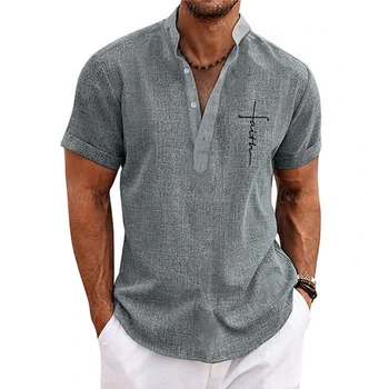 Vyriški Marškiniai Aukštos Kokybės Henry Marškinėliai Paprastas Mažas Modelio Spausdinimo Vyrų Drabužių, Negabaritinių Atsitiktinis Viršų Vasaros trumpomis Rankovėmis T-Shirt