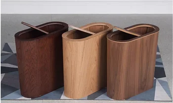 Šiaurės medinės šiukšliadėžės didelės talpos, su dangteliu virtuvės šiukšliadėžės medžio masyvo popieriaus krepšelį kūrybinės virtuvės saugojimo reikmenys