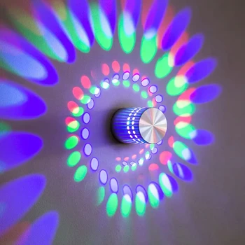Šiuolaikinės Apdailos Spiralės Sieniniai Šviestuvai 3W RGB LED Sienos Lempos Šalies Apšvietimas Fojė KTV Namų Puošybai