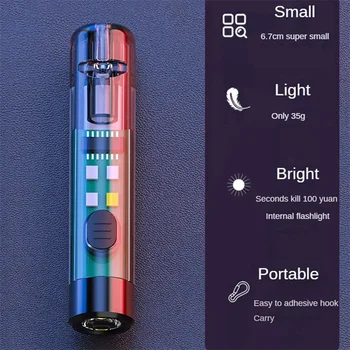 Švilpukas Šviesos Mini LED Lauko Stiprios Šviesos Nešiojamų Pultelio Šviesos Usb Įkrovimo Nešiojamų Avarinio Įspėjimo Mažas Žibintuvėlis