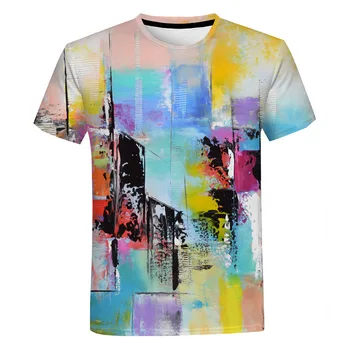 Šļakstēties tie dažai 3D Atspausdintas Harajuku Tees Viršūnes Dažų Print T Marškinėliai T-shirt Vyrai Moterys Street Negabaritinių Viršūnes Tees T-Shirts