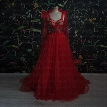 Žavinga Raudona Prom Dresses Gėlių Oficialų Vakare Chalatai Dirželiai Susiduria Iškaulinėjimas Gimtadienio Skraiste Vestido De Noche 2023