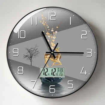 Žiūrėti Sieninis Laikrodis Kambarį su Kalendoriniais Mados Namų Paprasta Šiuolaikinės Žiūrėti Sienos 2023 Naujas Stilius Išjungimo Laikrodis Šviesos Prabanga