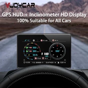2022 m. Naujausias Automobilis HUD Ekranas atsparus Vandeniui HD Touch-Screen Inclinometer Gabaritas GPS Spidometras Koordinates, Kompasas, Laikrodis Visiems Automobiliams
